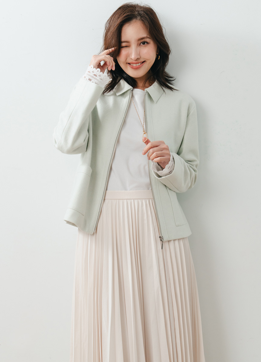 壓縮羊毛翻領外套              